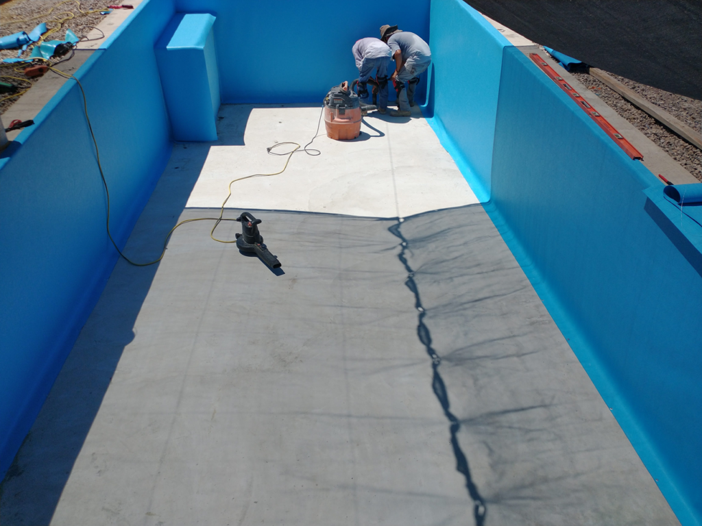 Renolit PVC membrane swimming pool install Corpus Christi TX