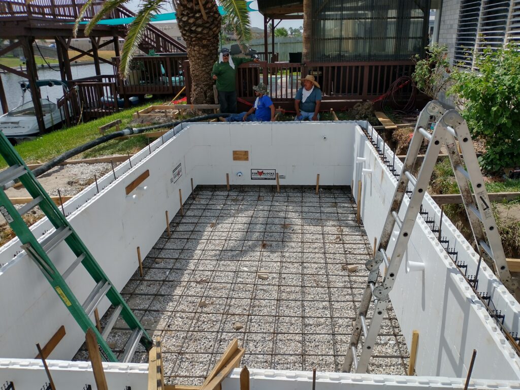 ICF concrete swimming pool under construction Corpus Christi TX