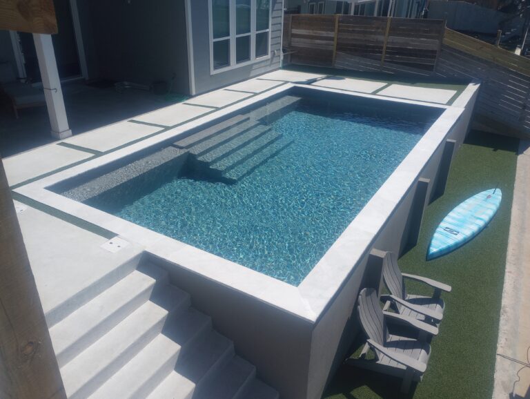 ICF concrete swimming pool with ICF retaining wall Corpus Christi TX